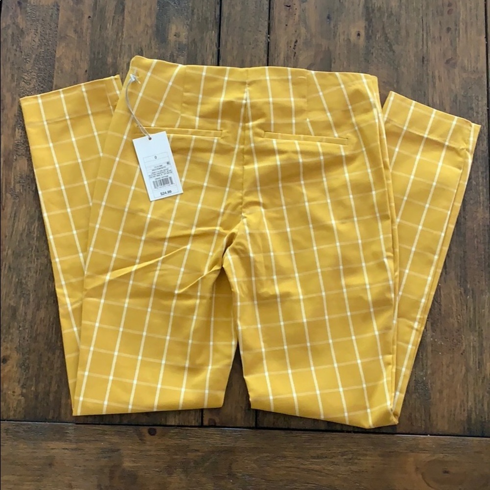 A New Day NWT Pants Mustard Cream Elastic Waist 0